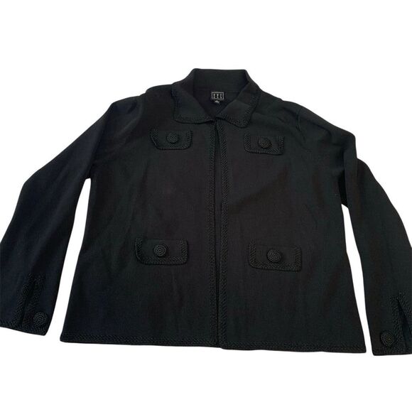 Due Per Due Women's XL Black Open Front Sweater Jacket Casual - Picture 1 of 6